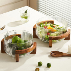 Glass Bowl & Wooden Base